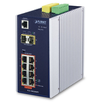 PLANET IGS-10020HPT коммутатор/ PLANET IP30 L2+ SNMP Manageable 8-Port Gigabit POE+(AT) Switch + 2-P