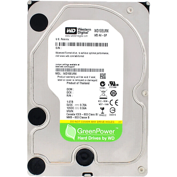 RECERTIFIED HDD WD SATA3 1Tb AV-GP Video Surveillance 5400 RPM 64mb 1 year warranty (replacement WD1
