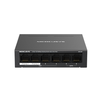 Mercusys MS106P Коммутатор/ 6-Port 10/100Mbps Desktop Switch with 4-Port PoE+