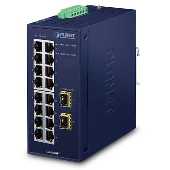 PLANET IGS-1820TF коммутатор/ PLANET IGS-1820TF IP30 Industrial 16-Port 10/100/1000T + 2-Port 1000X 