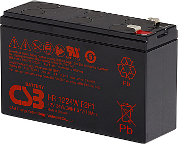 Батарея CSB серия HR, HR1224W F2 F1, напряжение 12В, емкость 6Ач (разряд 20 часов), 24 Вт/Эл при 15-