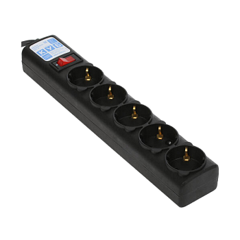Фильтр-удлинитель Power Cube 1,9м д/подкл. к UPS(C14) 5 роз., 10А черный/граффит/ Surge protector Po
