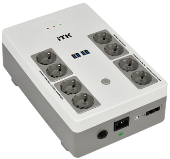 ITK ELECTRA ST8 ИБП Линейно-интерактивный 800ВА/480Вт LED АКБ 1х9AH 8хSchuko USB 4хUSB зарядки