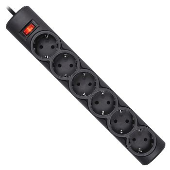 Сетевой фильтр Defender DFS 151 1,8 м, черный, 6 розеток/ Surge Protector Defender DFS 151 1,8m, bla