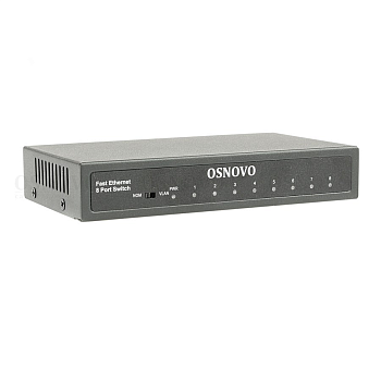 OSNOVO SW-10800 Коммутатор/ OSNOVO Неуправляемый коммутатор Fast Ethernet на 8 RJ45 портов. Порты: 8