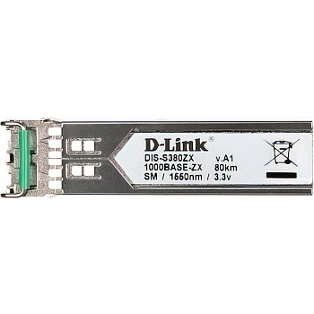 D-Link S380ZX/A1A Трансивер/ DIS-S380ZX Industrial SFP Transceiver, 1000Base-ZX, Duplex LC, 1550nm, 