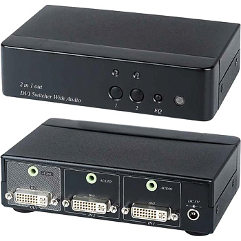 SC&T DS02A Коммутатор/ SC&T DS02A Коммутатор DVI- и стерео аудиосигналов, 2 входа (2х DVI-I, 2х TRS 