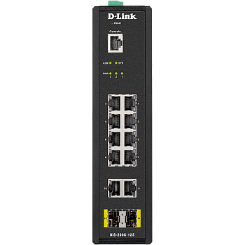 D-Link DIS-200G-12S/A1A Коммутатор/ DIS-200G-12S Managed L2 Industrial Switch 10x1000Base-T, 2x1000B