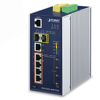 PLANET IGS-5225-4UP1T2S коммутатор/ PLANET IP30 Industrial L2+/L4 4-Port 60W 1000T Ultra PoE+ 1-Port