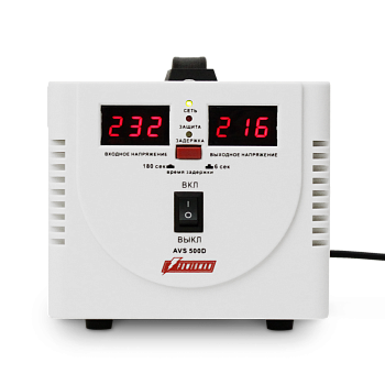 Стабилизатор POWERMAN AVS 500D, ступенчатый регулятор, цифровые индикаторы уровней напряжения, 500ВА