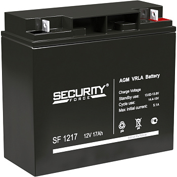 Батарея SECURITY FORCE серия SF, SF 1217, напряжение 12В, емкость 17Ач (разряд 20 часов),  макс. ток