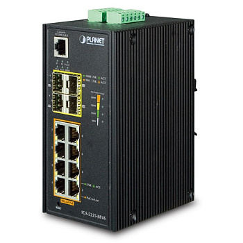PLANET IGS-5225-8P4S коммутатор/ PLANET IP30 Industrial L2+/L4 8-Port 1000T 802.3at PoE+ 4-port 100/