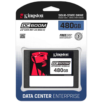 Твердотельный накопитель/ Kingston SSD DC600M, 480GB, 2.5" 7mm, SATA3, 3D TLC, R/W 560/470MB/s, IOPs