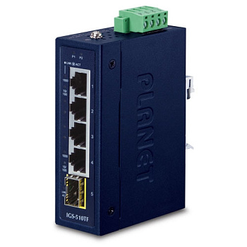 PLANET IGS-510TF коммутатор/ PLANET IGS-510TF IP30 Compact size 4-Port 10/100/1000T + 1-Port 100/100