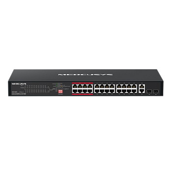 Mercusys MS126CP Коммутатор/ 24-Port 10/100Mbps + 2-Port Gigabit Rackmount Switch with 24-Port PoE+