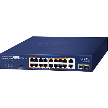 PLANET GSD-2022P коммутатор/ PLANET GSD-2022P 16-Port 10/100/1000T 802.3at PoE + 2-Port 10/100/1000T