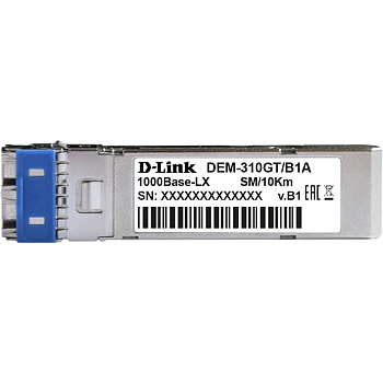 D-Link 310GT/B1A Трансивер/ 310GT SFP Transceiver, 1000Base-LX, Duplex LC, 1310nm, Single-mode, 10KM