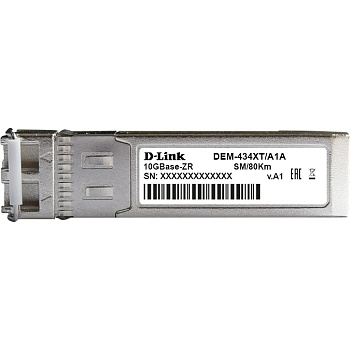 D-Link 434XT/A1A Трансивер/ 434XT,DEM-434XT/DD SFP+ Transceiver, 10GBase-ZR, Duplex LC, 1550nm, Sing