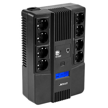 8933 ИБП SKAT-UPS 800-AID-IN-1x9-8 220В 480Вт, LCD, АКБ 1x 9Ач, line interactive, мод.синус, 8хSchuk