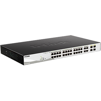 D-Link DGS-1210-28MP/F3A Коммутатор/ DGS-1210-28MP/F Smart L2 Switch 24х1000Base-T PoE, 4хCombo 1000