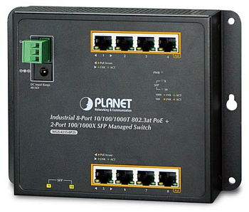 PLANET WGS-4215-8P2S WGS-4215-8P2S индустриальный коммутатор/ IP30, IPv6/IPv4, 8-Port 1000T 802.3at 