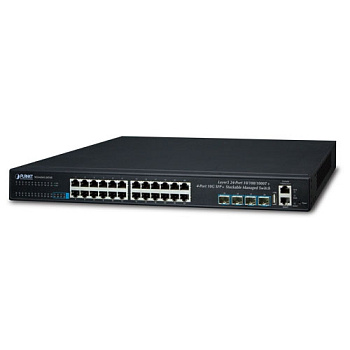 PLANET SGS-6341-24T4X коммутатор/ PLANET Layer 3 24-Port 10/100/1000T + 4-Port 10G SFP+ Stackable Ma