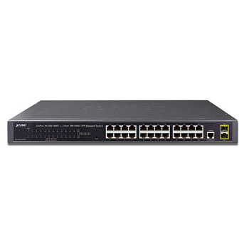 PLANET GS-4210-24T2S коммутатор/ PLANET IPv4/IPv6, 24-Port 10/100/1000Base-T + 2-Port 100/1000MBPS S