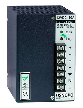OSNOVO PS-12120/I Блок питания/ OSNOVO Промышленный блок питания. DC12V, 10A (120W). Диапазон входны