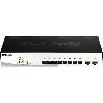 D-Link DGS-1210-10P/F3A Коммутатор/ Smart L2 Switch 8х1000Base-T PoE, 2х1000Base-X SFP, PoE Budget 6