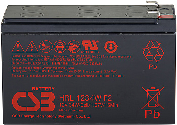 Батарея CSB серия HRL, HRL1234W F2 FR, напряжение 12В, емкость 8.5Ач (разряд 20 часов), 34 Вт/Эл при