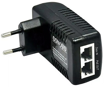 OSNOVO Midspan-1/151 Инжектор/ OSNOVO PoE-инжектор Fast Ethernet на 1 порт, мощность PoE - до 15.4W