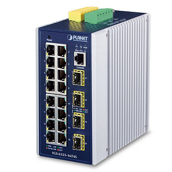 PLANET IGS-6325-16T4S коммутатор/ PLANET IGS-6325-16T4S IP30 Industrial L3 16-Port 10/100/1000T + 4-