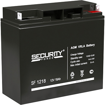 Батарея SECURITY FORCE серия SF, SF 1218, напряжение 12В, емкость 18Ач (разряд 20 часов),  макс. ток