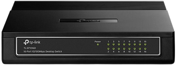 TP-Link TL-SF1016D Коммутатор/ 16-port 10/100M Desktop Switch,16 10/100M RJ45 ports, Plastic case