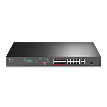 TP-Link TL-SL1218P Коммутатор/ 16-port 10/100Mbps unmanaged switch, 16 PoE+ ports, 1GB RJ-45 + 1 RJ-