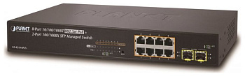 PLANET GS-4210-8P2S коммутатор/ PLANET IPv4/IPv6, 8-Port Managed 802.3at POE+ Gigabit Ethernet Switc