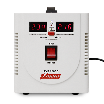 Стабилизатор POWERMAN AVS 1500D, ступенчатый регулятор, цифровые индикаторы уровней напряжения, 1500
