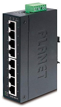 PLANET ISW-801T ISW-801T коммутатор для монтажа в DIN рейку/ IP30 Slim Type 8-Port Industrial Fast E