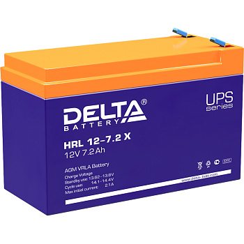 Батарея DELTA серия HRL-X, HRL 12-7,2 X, напряжение 12В, емкость 7.2Ач (разряд 10 часов),  макс. ток