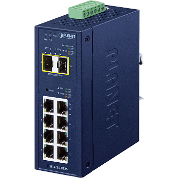 PLANET IGS-4215-8T2S коммутатор/ PLANET IGS-4215-8T2S IP30 Industrial L2/L4 8-Port 10/100/1000T + 2-