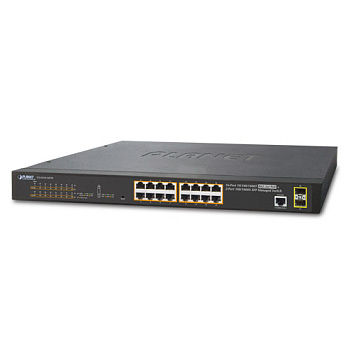 PLANET GS-4210-16P2S коммутатор/ PLANET IPv6/IPv4, 16-Port Managed 802.3at POE+ Gigabit Ethernet Swi