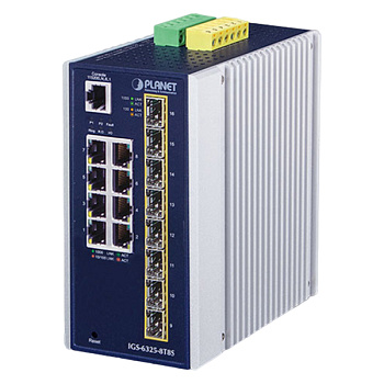 PLANET IGS-6325-8T8S коммутатор/ PLANET IGS-6325-8T8S IP30 Industrial L3 8-Port 10/100/1000T + 8-por