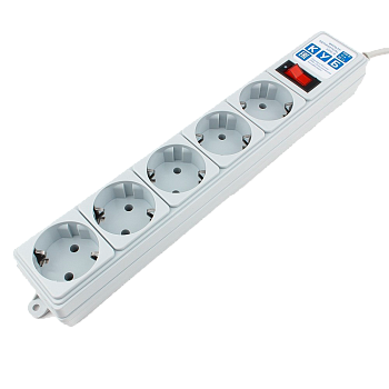 Фильтр-удлинитель Power Cube B 1.9 м 5 розеток (серый) 10А/2,2кВт/ Surge protector Power Cube B 1.9 