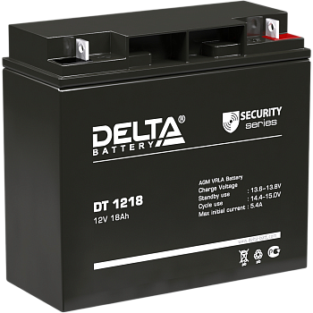 Батарея DELTA серия DT, DT 1218, напряжение 12В, емкость 18Ач (разряд 20 часов),  макс. ток разряда 