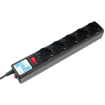 Фильтр-удлинитель Power Cube 0,5 м д/подкл. к UPS (C14), 5 розеток (черный) 10А/2,2кВт/ Surge protec