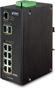 PLANET IGS-10020PT коммутатор/ PLANET IP30 L2+ SNMP Manageable 8-Port Gigabit POE(Af) Switch + 2-Por