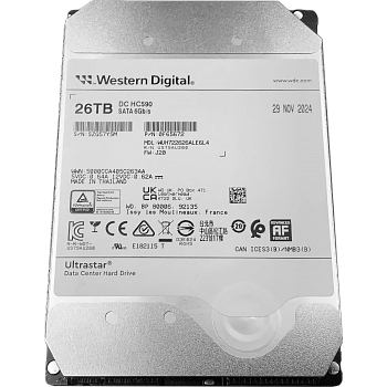 Жесткий диск/ HDD WD SATA3 Server 26Tb Ultrastar DC HC590 7200 6Gb/s 512MB 1 year warranty (replacem