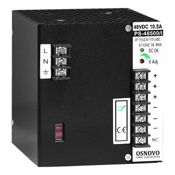 OSNOVO PS-48500/I Блок питания/ OSNOVO Промышленный блок питания. DC48V, 10,5A (500W). Диапазон вход