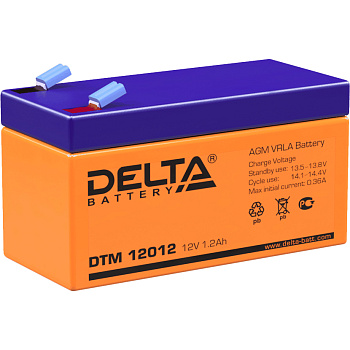 Батарея DELTA серия DTM, DTM 12012, напряжение 12В, емкость 1.2Ач (разряд 20 часов),  макс. ток разр