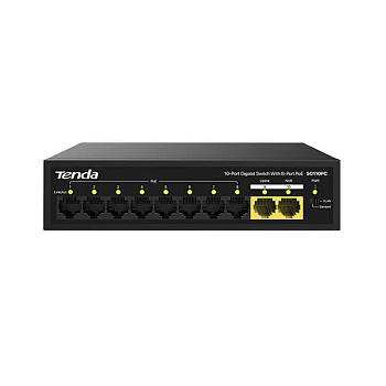 Tenda SG110PC Коммутатор/ Tenda SG110PC Коммутатор неуправляемый PoE, 10 портов, 10x1 Гбит/с, PoE 8х
